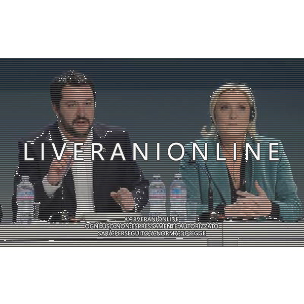 Covegno Enf Europe of Nations and Freedom - Piu\' liberi piu\' forti. Un\'altra Europa e\' possibile Conferenza Stampa Milano - 29.01.2016 Nella Foto:Marine Le Pen,Matteo Salvini /Ph.Vitez-Ag. Aldo Liverani