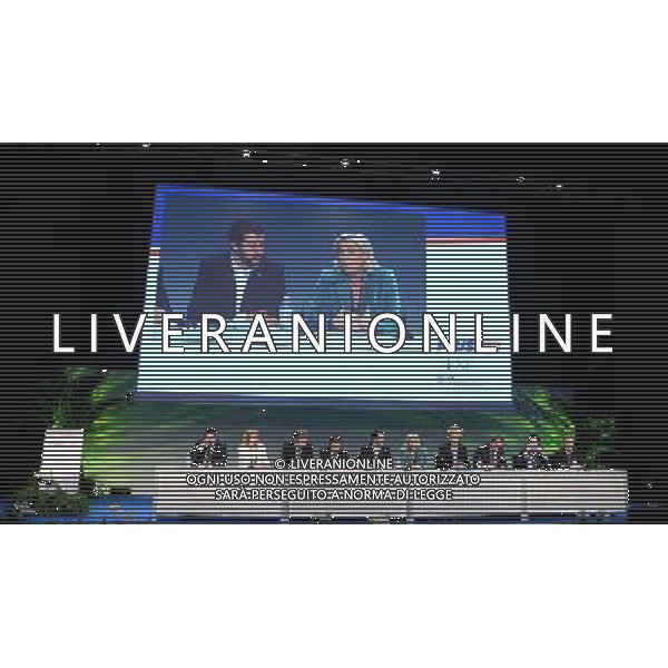 Covegno Enf Europe of Nations and Freedom - Piu\' liberi piu\' forti. Un\'altra Europa e\' possibile Conferenza Stampa Milano - 29.01.2016 Nella Foto:Rebega,Tomio Akamura,Atkinson Janice,Michael Marusik,Tim Van Grieken,De Graff Marcel,Heinz-Christian Stranche,Marine Le Pen,Matteo Salvini,Geert Wlders /Ph.Vitez-Ag. Aldo Liverani