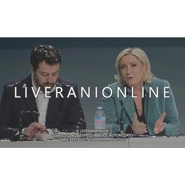 Covegno Enf Europe of Nations and Freedom - Piu\' liberi piu\' forti. Un\'altra Europa e\' possibile Conferenza Stampa Milano - 29.01.2016 Nella Foto:Marine Le Pen,Matteo Salvini /Ph.Vitez-Ag. Aldo Liverani