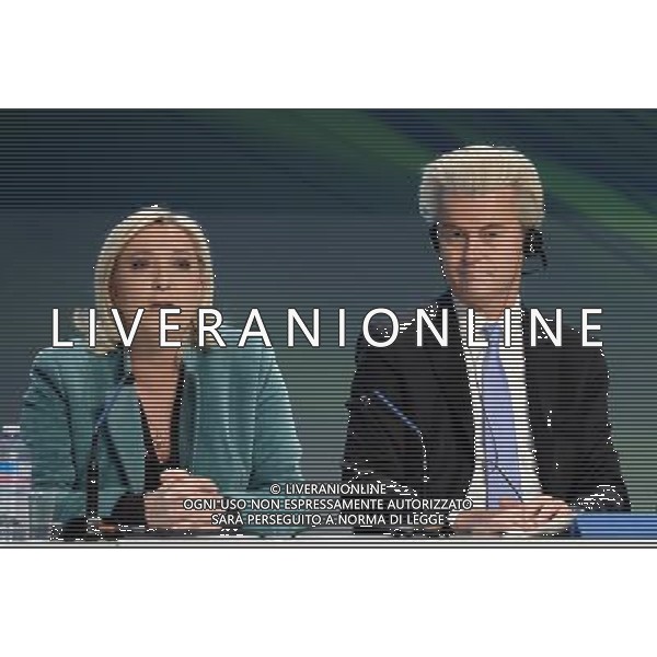 Covegno Enf Europe of Nations and Freedom - Piu\' liberi piu\' forti. Un\'altra Europa e\' possibile Conferenza Stampa Milano - 29.01.2016 Nella Foto:Marine Le Pen,Geert Wlders /Ph.Vitez-Ag. Aldo Liverani