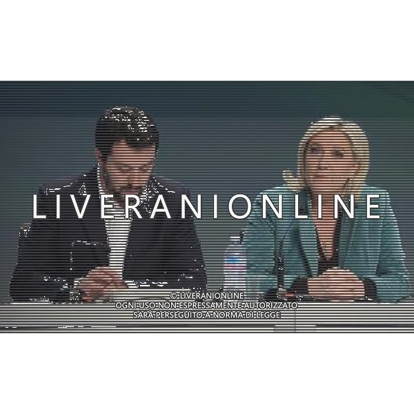 Covegno Enf Europe of Nations and Freedom - Piu\' liberi piu\' forti. Un\'altra Europa e\' possibile Conferenza Stampa Milano - 29.01.2016 Nella Foto:Marine Le Pen,Matteo Salvini /Ph.Vitez-Ag. Aldo Liverani