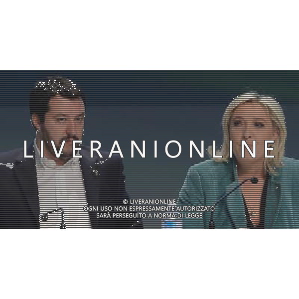 Covegno Enf Europe of Nations and Freedom - Piu\' liberi piu\' forti. Un\'altra Europa e\' possibile Conferenza Stampa Milano - 29.01.2016 Nella Foto:Marine Le Pen,Matteo Salvini /Ph.Vitez-Ag. Aldo Liverani