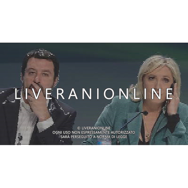 Covegno Enf Europe of Nations and Freedom - Piu\' liberi piu\' forti. Un\'altra Europa e\' possibile Conferenza Stampa Milano - 29.01.2016 Nella Foto:Marine Le Pen,Matteo Salvini /Ph.Vitez-Ag. Aldo Liverani