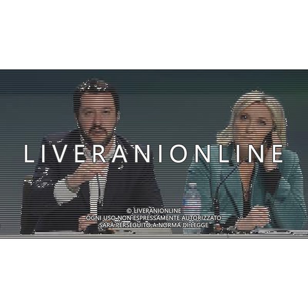 Covegno Enf Europe of Nations and Freedom - Piu\' liberi piu\' forti. Un\'altra Europa e\' possibile Conferenza Stampa Milano - 29.01.2016 Nella Foto:Marine Le Pen,Matteo Salvini /Ph.Vitez-Ag. Aldo Liverani