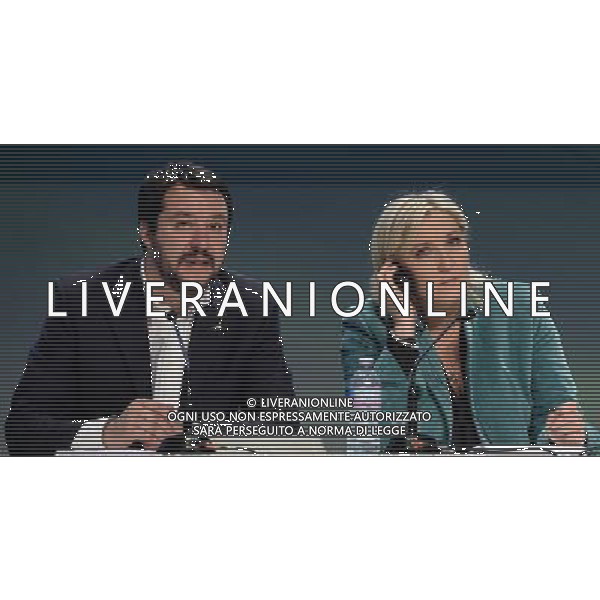 Covegno Enf Europe of Nations and Freedom - Piu\' liberi piu\' forti. Un\'altra Europa e\' possibile Conferenza Stampa Milano - 29.01.2016 Nella Foto:Marine Le Pen,Matteo Salvini /Ph.Vitez-Ag. Aldo Liverani