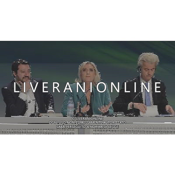 Covegno Enf Europe of Nations and Freedom - Piu\' liberi piu\' forti. Un\'altra Europa e\' possibile Conferenza Stampa Milano - 29.01.2016 Nella Foto:Marine Le Pen,Matteo Salvini,Geert Wlders /Ph.Vitez-Ag. Aldo Liverani