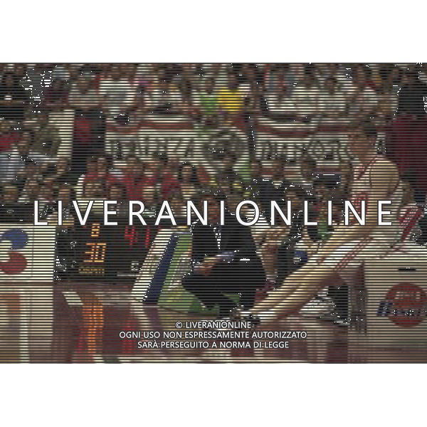 MILANO FINALE SCUDETTO STEFANEL MILANO .TEAM SISTEM BOLOGNA 1996 NELLA FOTO BOGDAN TANJEVIC E GREGOR FUCKA AG ALDO LIVERANI SAS
