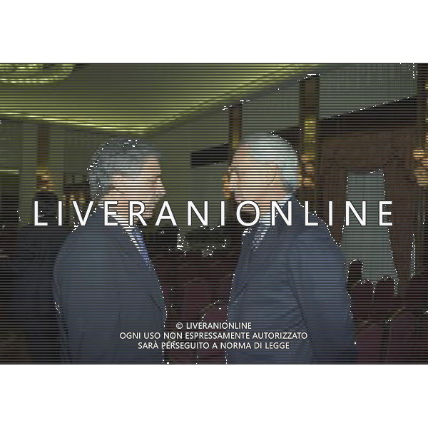 MILANO 16-12-1997 HOTEL PRINCIPE DI SAVOIA FESTA DELLA LEGA CALCIO NELLA FOTO FABIO BALDAS CON ROBERTO BETTEGA AG ALDO LIVERANI SAS