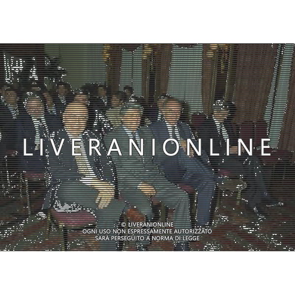 MILANO 16-12-1997 HOTEL PRINCIPE DI SAVOIA FESTA DELLA LEGA CALCIO NELLA FOTO ADRIANO GALLIANI CON LUCIANO NIZZOLA CON ANTONIO GIRAUDO AG ALDO LIVERANI SAS