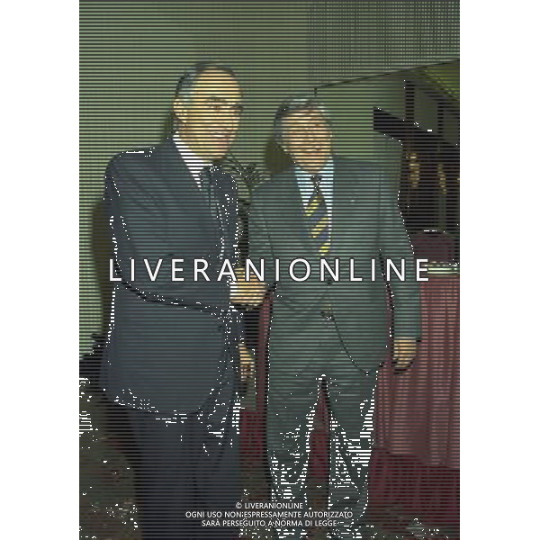 MILANO 16-12-1997 HOTEL PRINCIPE DI SAVOIA FESTA DELLA LEGA CALCIO NELLA FOTO FRANCO CARRARO CON LUCIANO NIZZOLA AG ALDO LIVERANI SAS