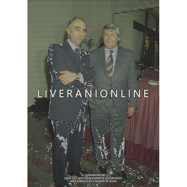 MILANO 16-12-1997 HOTEL PRINCIPE DI SAVOIA FESTA DELLA LEGA CALCIO NELLA FOTO FRANCO CARRARO CON LUCIANO NIZZOLA AG ALDO LIVERANI SAS