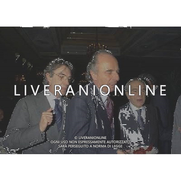 MILANO 16-12-1997 HOTEL PRINCIPE DI SAVOIA FESTA DELLA LEGA CALCIO NELLA FOTO MASSIMO MORATTI CON MARIO PESCANTE CON GIUSEPPE PRISCO AG ALDO LIVERANI SAS