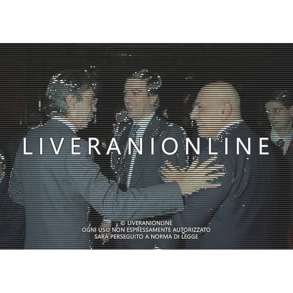 MILANO 16-12-1997 HOTEL PRINCIPE DI SAVOIA FESTA DELLA LEGA CALCIO NELLA FOTO MASSIMO MORATTI CON ADRIANO GALLIANI CON FABRIZIO GARILLI AG ALDO LIVERANI SAS