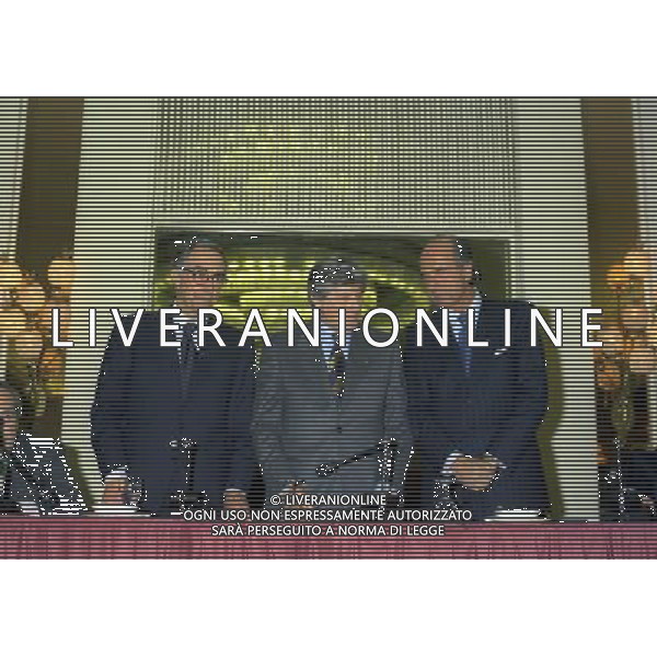 MILANO 16-12-1997 HOTEL PRINCIPE DI SAVOIA FESTA DELLA LEGA CALCIO NELLA FOTO FRANCO CARRARO CON LUCIANO NIZZOLA E MARIO PESCANTE AG ALDO LIVERANI SAS