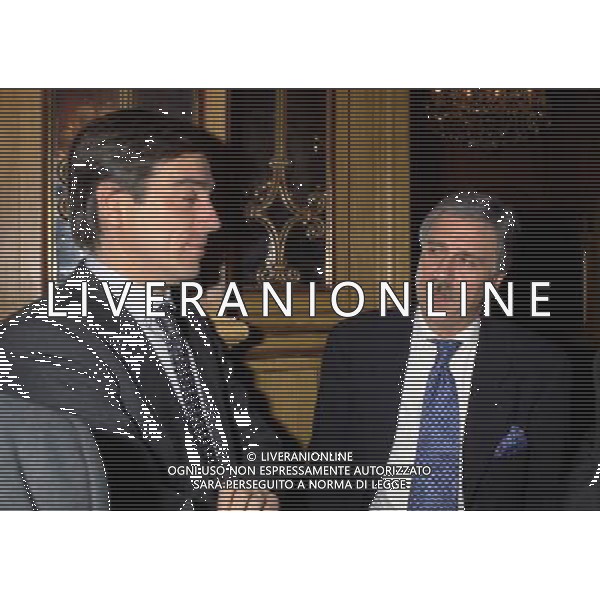 MILANO 16-12-1997 HOTEL PRINCIPE DI SAVOIA FESTA DELLA LEGA CALCIO NELLA FOTO FABIO BALDAS CON MICHELE UVA AG ALDO LIVERANI SAS