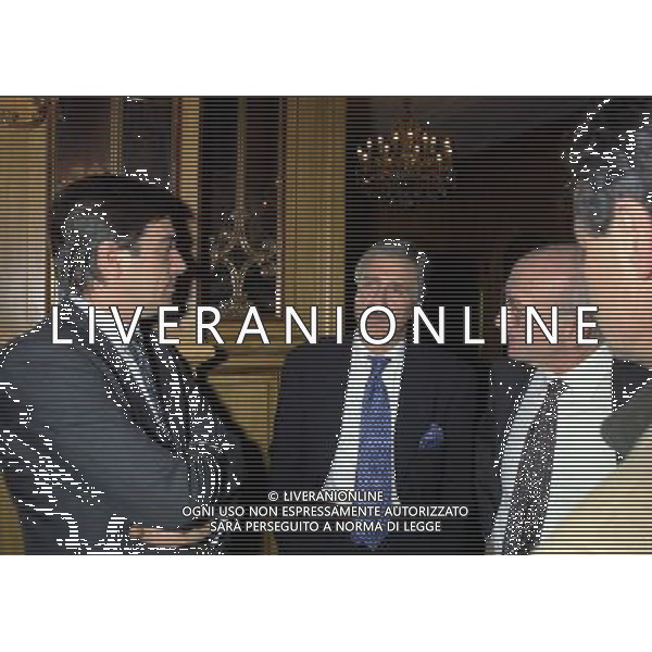 MILANO 16-12-1997 HOTEL PRINCIPE DI SAVOIA FESTA DELLA LEGA CALCIO NELLA FOTO FABIO BALDAS CON MICHELE UVA AG ALDO LIVERANI SAS