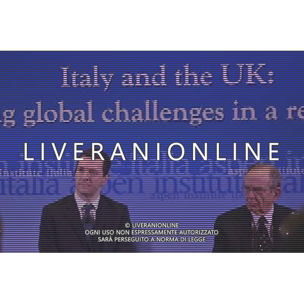 Incontro - dibattito \'Italy and the UK: addressing global challengers in a reformed UE\' Istituto Aspen Roma 03 febbraio 2016 nella foto George Osborne e Pier Carlo Padoan Â©Corradetti / Ag. Aldo Liverani Sas