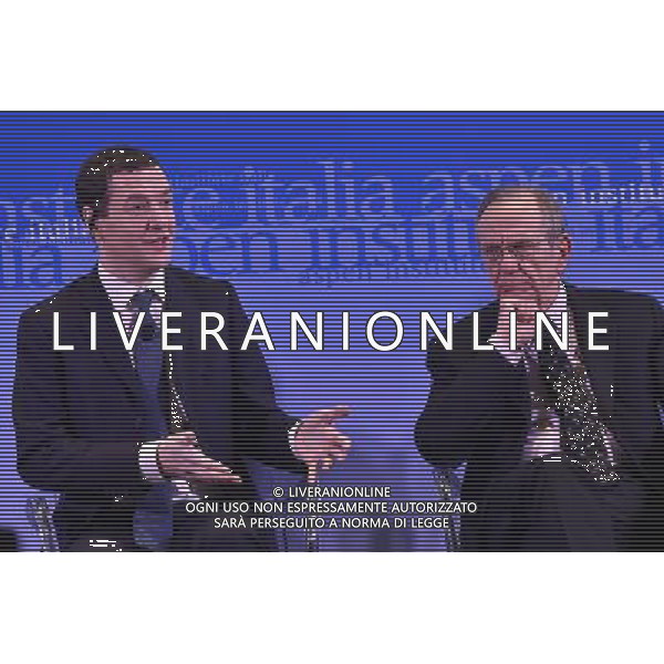 Incontro - dibattito \'Italy and the UK: addressing global challengers in a reformed UE\' Istituto Aspen Roma 03 febbraio 2016 nella foto George Osborne e Pier Carlo Padoan Â©Corradetti / Ag. Aldo Liverani Sas