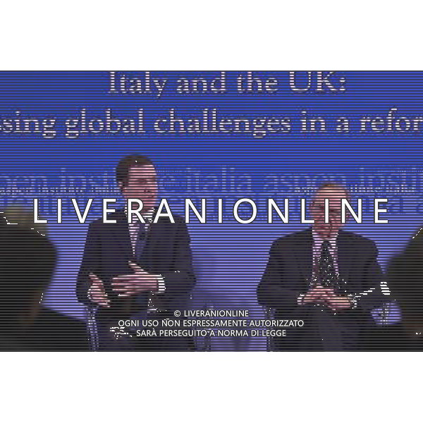 Incontro - dibattito \'Italy and the UK: addressing global challengers in a reformed UE\' Istituto Aspen Roma 03 febbraio 2016 nella foto George Osborne e Pier Carlo Padoan Â©Corradetti / Ag. Aldo Liverani Sas