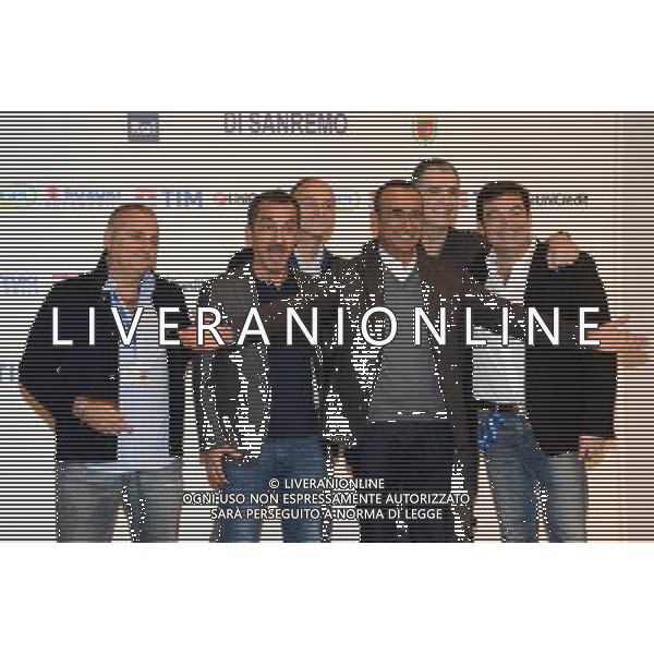 Conferenza stampa 66mo Festival della canzone italiana SanRemo 09 febbraio 2016 nella foto Carlo Conti con Nicola Savino e Gialappa\'s Band e Max Giusti ©Gazzaniga / AGENZIA ALDO LIVERANI SAS 