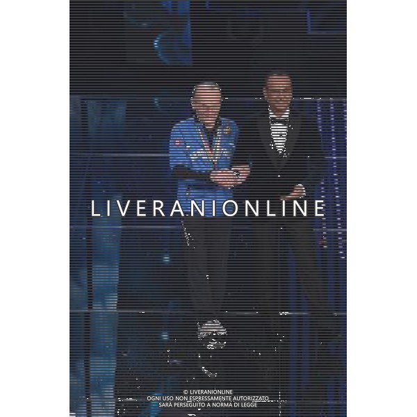 PRIMA SERATA 66mo FESTIVAL DELLA CANZONE ITALIANA DI SANREMO 09 FEBBRAIO 2016 NELLA FOTO CARLO CONTI CON GIUSEPPE OTTAVIANI ©GAZZANIGA / AGENZIA ALDO LIVERANI SAS 
