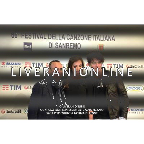 Conferenza stampa 66mo Festival della canzone italiana SanRemo 10 febbraio 2016 nella foto Madalina Ghenea, Carlo Conti, Gabriel Garko ©Gazzaniga / AGENZIA ALDO LIVERANI SAS 