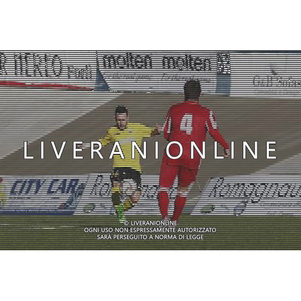 F.C. FORLí vs F.C.D. ALTOVICENTINO, Campionato di Calcio Serie D, Girone D, 26» giornata, 10/02/2016, nella foto: BOSCOLO, CARICA IL TIRO, ph.CLAUDIO ZAMAGNI/AGENZIA ALDO LIVERANI S.A.S.