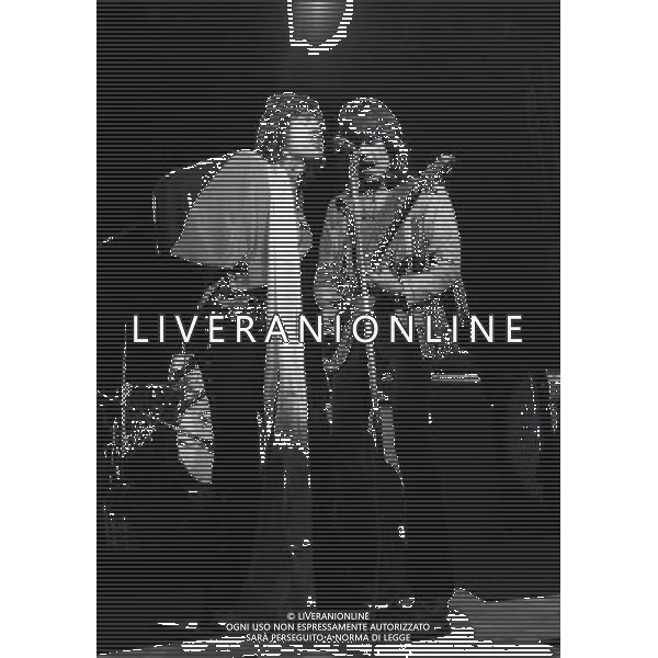 MILANO -07-10-1970 PALALIDO DI MILANO- CONCERTO DEI ROLLING STONES NELLA FOTO IL CONCERTO DEI ROLLING STONES-Mick Jagger, Bill Wyman, Mick Taylor, Keith Richards, Charlie Watts AG ALDO LIVERANI SAS