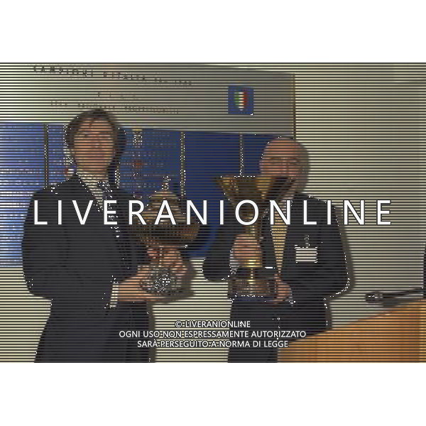 MILANO 25-10-1996 LEGA CALCIO VIA ROSSELLINI PREMIAZIONE SOCIETA E PRESIDENTI NELLA FOTO ARIEDO BRAIDA E ADRIANO GALLIANI AG ALDO LIVERANI SAS
