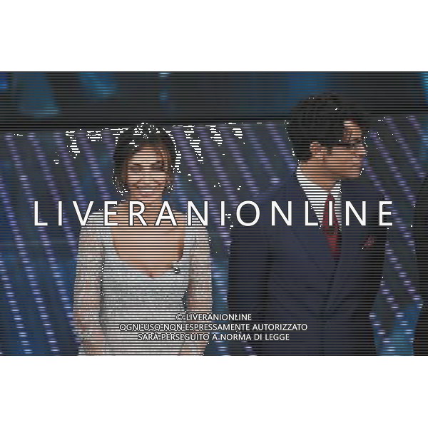 SECONDA SERATA 66mo FESTIVAL DELLA CANZONE ITALIANA DI SANREMO 10 FEBBRAIO 2016 NELLA FOTO MADALINA GHENEA CON GABRIEL GARKO ©GAZZANIGA / AGENZIA ALDO LIVERANI SAS 