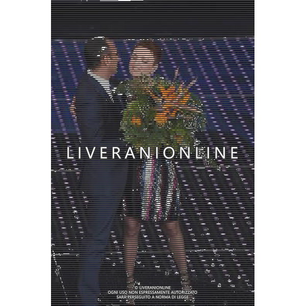 TERZA SERATA 66mo FESTIVAL DELLA CANZONE ITALIANA DI SANREMO 11 FEBBRAIO 2016 NELLA FOTO CARLO CONTI CON ARISA © Gazzaniga / AGENZIA ALDO LIVERANI SAS 
