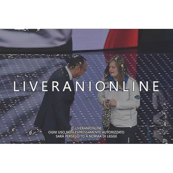TERZA SERATA 66mo FESTIVAL DELLA CANZONE ITALIANA DI SANREMO 11 FEBBRAIO 2016 NELLA FOTO CARLO CONTI CON NICOLE ORLANDO © Gazzaniga / AGENZIA ALDO LIVERANI SAS 