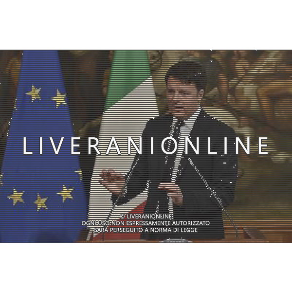 Roma - 12.02.2016 - Palazzo Chigi - Il Presidente del Consiglio dei Ministri Matteo Renzi incontra il cancelliere austriaco Werner Faymann - nella foto: Matteo Renzi / Ph. Corradetti - Ag. Aldo Liverani Sas