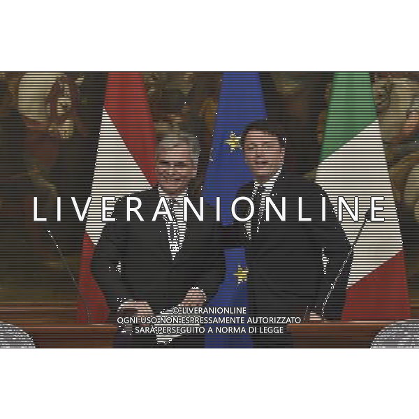 Roma - 12.02.2016 - Palazzo Chigi - Il Presidente del Consiglio dei Ministri Matteo Renzi incontra il cancelliere austriaco Werner Faymann - nella foto: Matteo Renzi e Werner Faymann / Ph. Corradetti - Ag. Aldo Liverani Sas