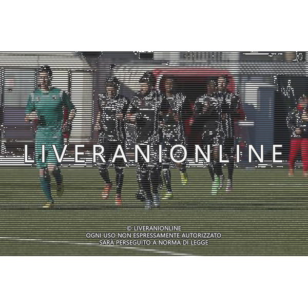 RIMINI vs ROBUR SIENA, Campionato di Calcio Lega Pro, Girone B, 22» giornata, 14/02/2016, nella foto: LA ROBUR SIENA ENTRA IN CAMPO, ph.CLAUDIO ZAMAGNI/AGENZIA ALDO LIVERANI S.A.S.