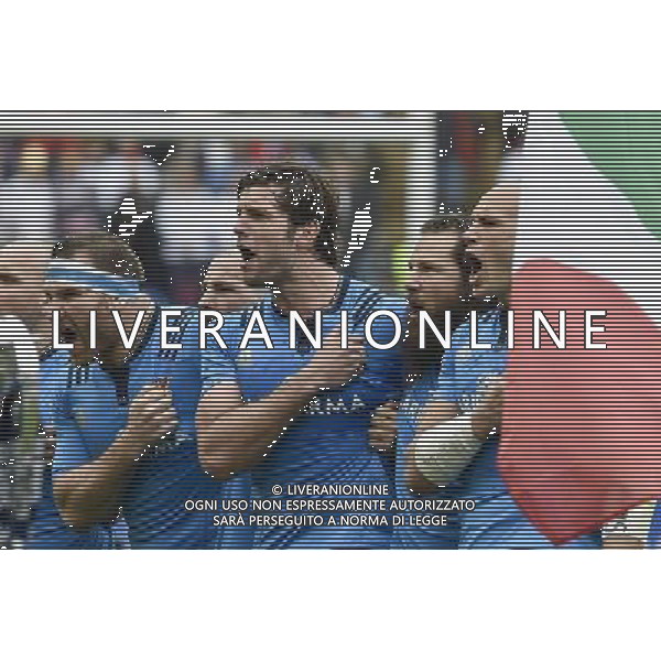 RBS 6 Nazioni Rugby 2016 2 giornata - Italia vs Inghilterra - Roma - 14.02.2016 - Stadio Olimpico - nella foto: Azzurri durante l\'inno nazionale / Ph. Corradetti - Ag. Aldo Liverani sas