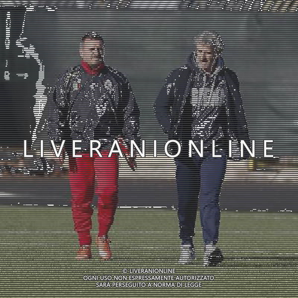RIMINI vs ROBUR SIENA, Campionato di Calcio Lega Pro, Girone B, 22» giornata, 14/02/2016, nella foto: L\'ALLENATORE GUIDO CARBONE E IL VICE ALLENATORE BILIOTTI EMILIANO, ROBUR SIENA, ph.CLAUDIO ZAMAGNI/AGENZIA ALDO LIVERANI S.A.S.