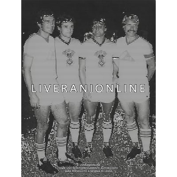 RETROSPETTIVA VINCENZO D\'AMICO CALCIATORE NELLA FOTO VNCENZO D\'AMICO SANTARINI- BRUNO GIORDANO-E ROMEO BENETTI AG ALDO LIVERANI SAS
