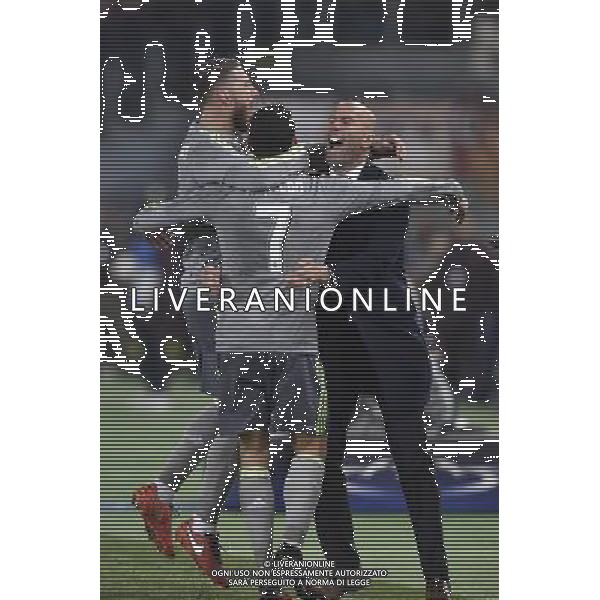 UEFA Champions League 2015-2016 ottavi di finale - Roma 17.02.2016 - AS Roma vs Real Madrid - nella foto: Cristiano Ronaldo esulta con Zinedine Zidane e Sergio Ramos / Ph. Corradetti - Ag. Aldo Liverani Sas / AGENZIA ALDO LIVERANI SAS 