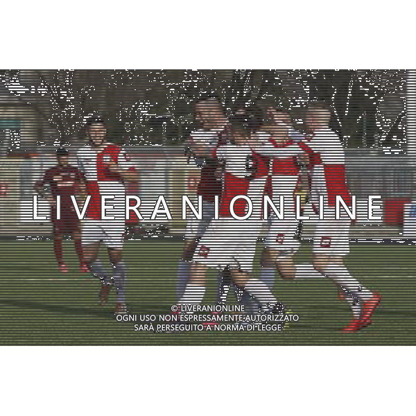 RIMINI vs PONTEDERA, Campionato di Calcio Lega Pro, Girone B, 23Âª giornata, 20/02/2016, nella foto: L\'ESULTANZA DEL RIMINI, PER IL 2 A 0, Â©CLAUDIO ZAMAGNI/AGENZIA ALDO LIVERANI S.A.S.