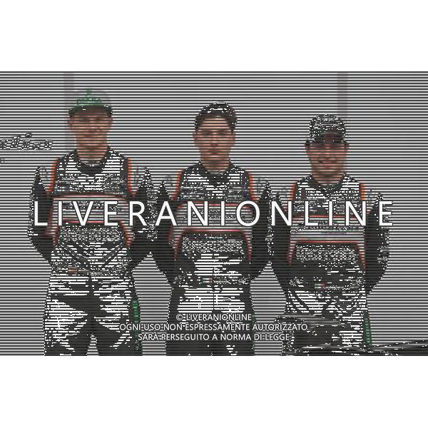 (L to R): Nico Hulkenberg (GER) Sahara Force India F1 with Alfonso Celis Jr (MEX) Sahara Force India F1 Development Driver and Sergio Perez (MEX) Sahara Force India F1 at the Sahara Force India F1 VJM09 unveiling. 22.02.2016. Formula One Testing, Day One, Barcelona, Spain. Monday. / AGENZIA ALDO LIVERANI SAS - ITALY ONLY EDITORIAL USE ONLY