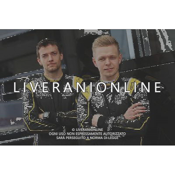 (L to R): Jolyon Palmer (GBR) Renault Sport F1 Team with team mate Kevin Magnussen (DEN) Renault Sport F1 Team. 23.02.2016. Formula One Testing, Day Two, Barcelona, Spain. Tuesday. AG ALDO LIVERANI SAS ONLY ITALY