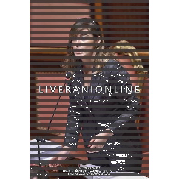 Palazzo Madama discussione del disegno di legge Mille Proroghe Roma - 24.02.2016 - nella foto: Maria Elena Boschi interviene per chiedere la fiducia su ddl Mille Proroghe / Ph. Corradetti - Ag. Aldo Liverani Sas
