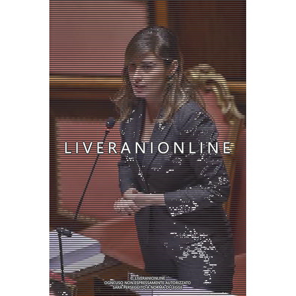 Palazzo Madama discussione del disegno di legge Mille Proroghe Roma - 24.02.2016 - nella foto: Maria Elena Boschi interviene per chiedere la fiducia su ddl Mille Proroghe / Ph. Corradetti - Ag. Aldo Liverani Sas