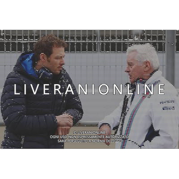 (L to R): Alex Wurz (AUT) Williams Driver Mentor / GPDA Chairman with Pat Symonds (GBR) Williams Chief Technical Officer. 24.02.2016. Formula One Testing, Day Three, Barcelona, Spain. Wednesday. AG ALDO LIVERANI SAS ONLY ITALY