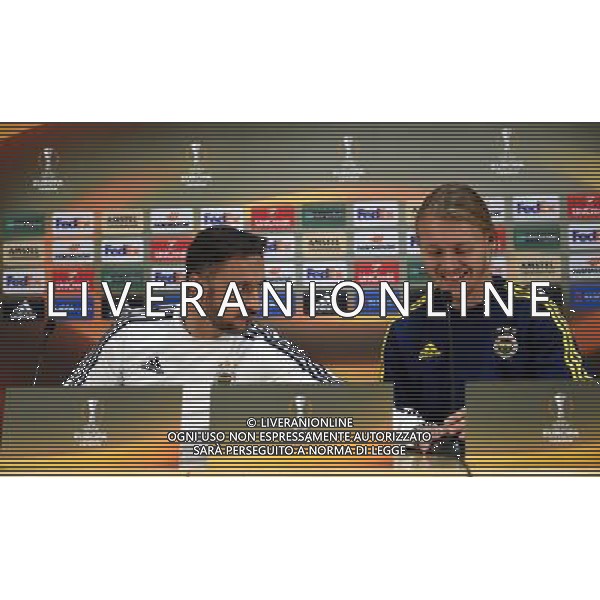 Fenerbahce\' s head coach Vitor Pereira and Player Simon Kjaer (R) gives a press conference on the eve of the team\' s UEFA Europa League football match against Lokomotiv Moscow, on February 24, 2016 at the Lokomotiv stadium in Moscow , Russia. RZYM KONFERENCJA PRASOWA LIGA EUROPY SEZON 2015/2016 PILKA NOZNA FOT. SESKIM/NEWSPIX.PL TURKEY, UK, AUSTRIA AND GERMANY OUT !!! --- Newspix.pl / AGENZIA ALDO LIVERANI SAS - ITALY ONLY EDITORIAL USE ONLY - Conferenza Stampa Galatasaray Europa League - 24.02.2016