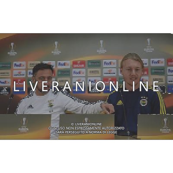 Fenerbahce\' s head coach Vitor Pereira and Player Simon Kjaer (R) gives a press conference on the eve of the team\' s UEFA Europa League football match against Lokomotiv Moscow, on February 24, 2016 at the Lokomotiv stadium in Moscow , Russia. RZYM KONFERENCJA PRASOWA LIGA EUROPY SEZON 2015/2016 PILKA NOZNA FOT. SESKIM/NEWSPIX.PL TURKEY, UK, AUSTRIA AND GERMANY OUT !!! --- Newspix.pl / AGENZIA ALDO LIVERANI SAS - ITALY ONLY EDITORIAL USE ONLY - Conferenza Stampa Galatasaray Europa League - 24.02.2016