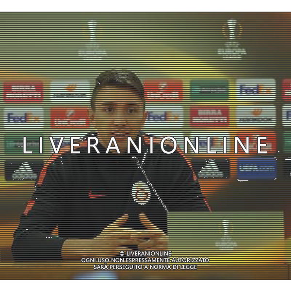 Galatasaray \' s Goalkeeper Fernando Muslera gives a press conference on the eve of the team\' s UEFA Europa League football match against Lazio, on February 24, 2016 at the Olimpico stadium in Roma , Italy. RZYM KONFERENCJA PRASOWA LIGA EUROPY SEZON 2015/2016 PILKA NOZNA FOT. SESKIM/NEWSPIX.PL TURKEY, UK, AUSTRIA AND GERMANY OUT !!! --- Newspix.pl / AGENZIA ALDO LIVERANI SAS - ITALY ONLY EDITORIAL USE ONLY - Conferenza Stampa Galatasaray Europa League - 24.02.2016