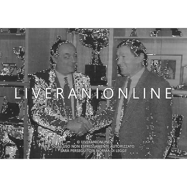 ARCHIVIO GIOVANNI LIVERANI NELLA FOTO TARCISIO BURGNICH COL PRES DEL COMO CALCIO BENITO GATTEI 1987/88 AGENZIA ALDO LIVERANI