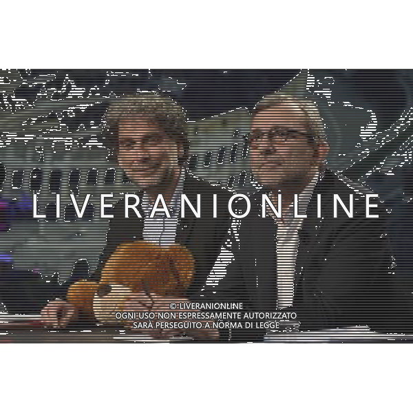Candidati del centrosinistra a sindaco di Roma - Trasmissione TV \' In mezz\'ora \' Roma - 28.02.2016 - Studi Rai Teulada - nella foto: Gianfranco Mascia e Roberto Giachetti / Ph. Corradetti - Ag. Aldo Liverani sas